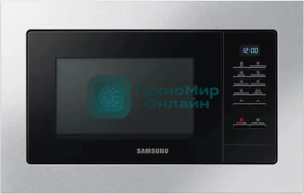 Микроволновая печь встраиваемая Samsung MS20A7013AT/BW нержавеющая сталь/черный, 20 л, 850 Вт, переключатели - кнопки