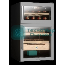 Винный шкаф-хьюмидор ZÜGEL ZTH80DX черный, 70 л, 2 отсека, 8 бут.