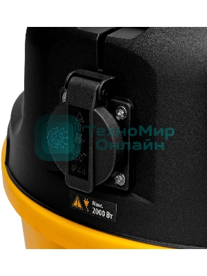 Строительный пылесос Denzel RVC20 желтый, 1400 Вт, уборка сухая/сбор воды/выдув, пылесборник мешок/контейнер, 20 л