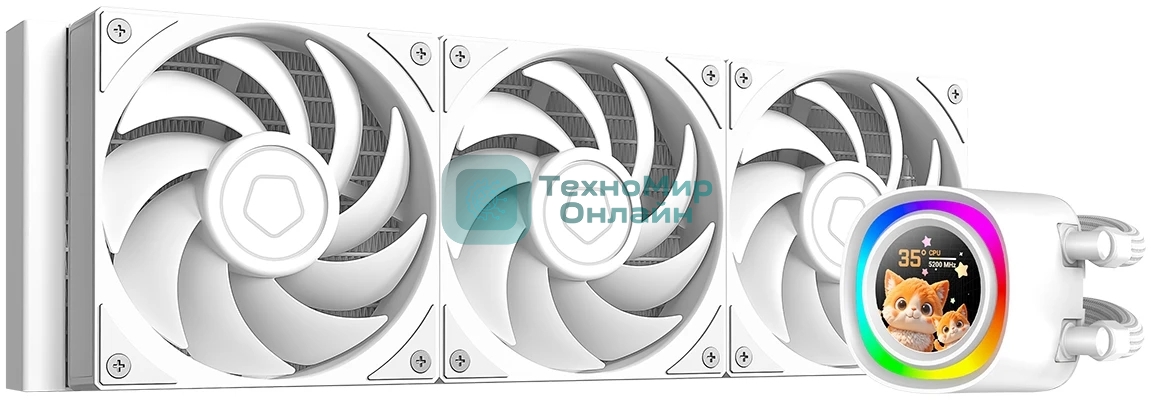 Система жидкостного охлаждения ID-Cooling FX360 LCD PE WHITE (Soc 1851/1700/1200/115X/AM5/AM4, 3x120мм fan, 2450rpm, 34.3 дБ, 350W, PWM 4-pin, Al+Cu) (FX360 LCD P