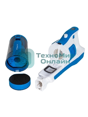 Пылесос вертикальный SUPRA VCS-5097 белый/синий, питание от аккумулятора, 140 Вт, уборка сухая, пылесборник 0.8 л