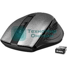 Мышь беспроводная SVEN RX-425W серый, 1600 dpi, радиоканал, USB, кнопки - 6