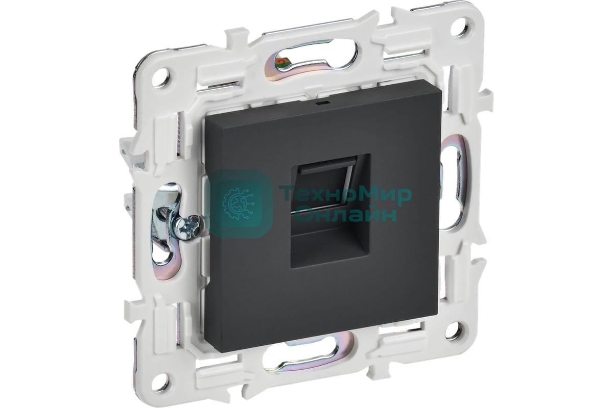 Розетка компьютерная IEK SKANDY SK-K01G графит RJ45 кат.5E SK-K10-1-K53