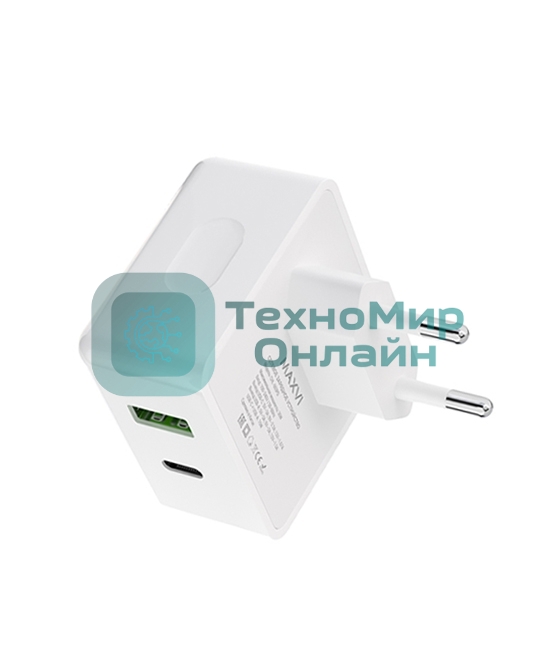 Сетевое зарядное устройство Maxvi CHL-603PD Type-C\USB 30W 6A (3A+3A) PD QC3.0, белый