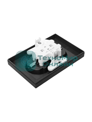 Розетка 2-м EKF UP1-SOB-210 СП Эпика 16А с заземл. без защ. шторок с рамкой механизм черный