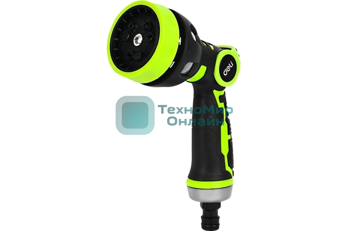 Пистолет-распылитель поливочный бескурковый Deli DL8762 9 режимов распыления, диаметр шланга 3/4