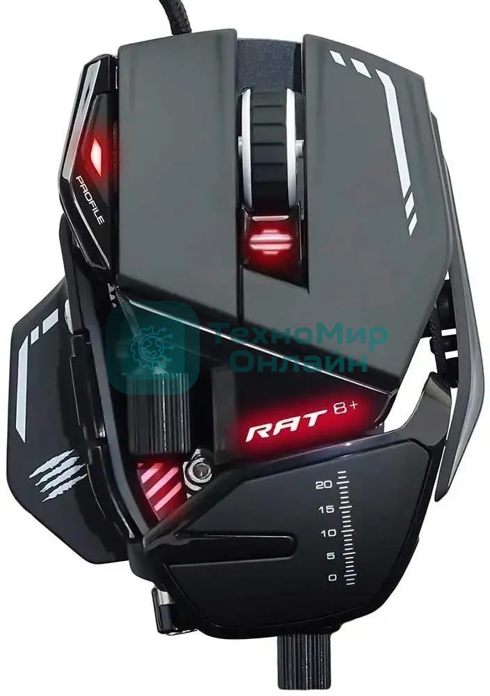 Мышь проводная Mad Catz R.A.T. 8+ черный, 16000 dpi, USB, кнопки - 11