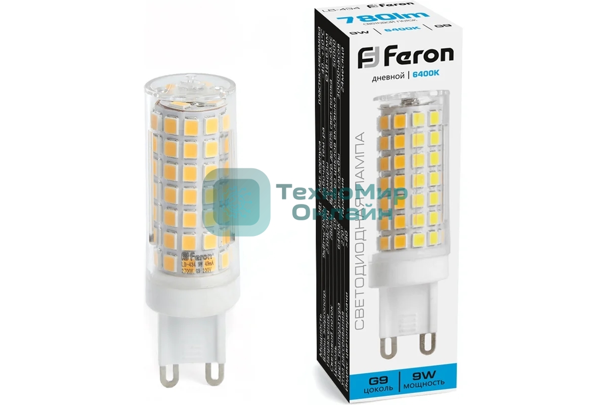 Лампа светодиодная Feron LB-434 9Вт 230В G9 дневной капсульная