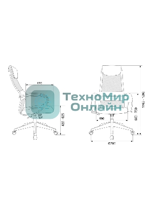 Кресло Бюрократ CH-607 TW-02 светло-серый, сетка, подголовник