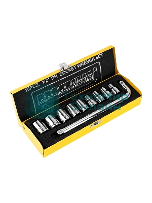 Набор торцевых ключей 10 шт Deli DL2010T Материал: 50BV30. Набор инструментов из 10 шт.:Головка серии 12,5 мм, 9 шт. (10, 12, 13, 14, 17, 19, 21, 22, 24 мм). Металлический кейс.