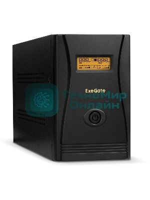 Источник бесперебойного питания ExeGate EP212519RUS SpecialPro Smart LLB-1000.LCD.AVR.4SH.RJ.USB 1000VA, черный, 4 евророзетки, USB