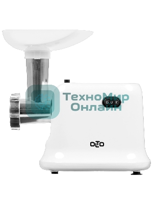 Мясорубка электрическая OLTO HM-080 белый, 1800 Вт, 1.5 кг/мин, реверс, защита от перегрузки, насадки - 4