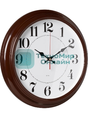 Часы настенные аналоговые Бюрократ WALLC-R85P D35см коричневый/белый