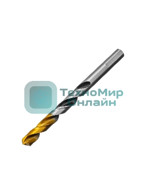 Сверло спиральное по металлу Denzel 8,5 x 117мм, Р6М5, Golden Tip, многогранная заточка