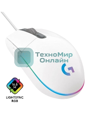 Мышь проводная Logitech G102 LIGHTSYNC белый, 8000 dpi, USB, кнопки - 6