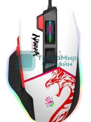 Мышь проводная A4Tech Bloody W95 Max Naraka белый/рисунок, оптическая, 12000 dpi, USB, кнопки - 6