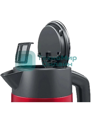 Электрочайник Bosch TWK4P434 красный, 1.7 л, 2400 Вт, скрытый нагревательный элемент