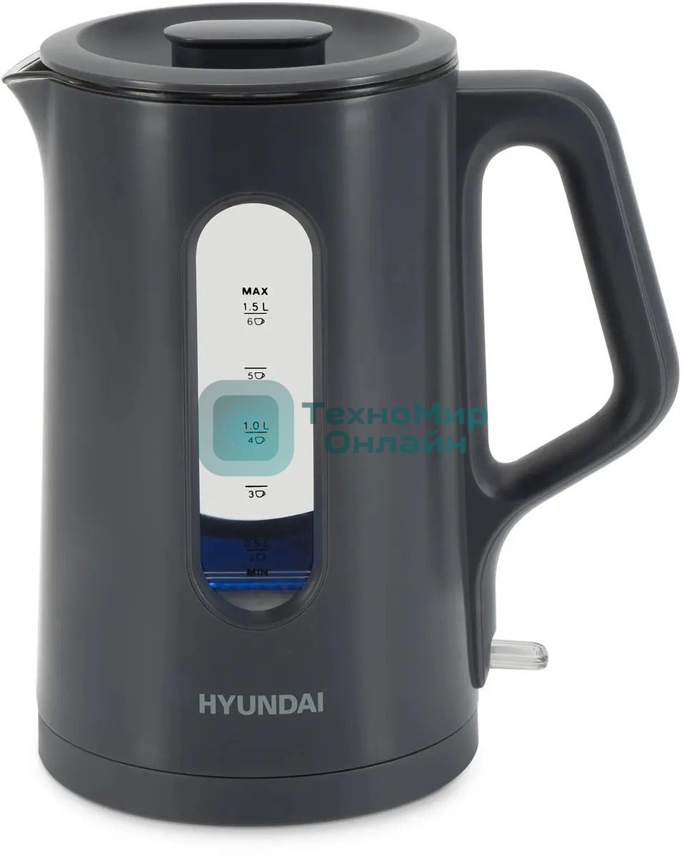 Чайник электрический Hyundai HYK-G4508 1.5л. 1700Вт серый/прозрачный корпус: стекло