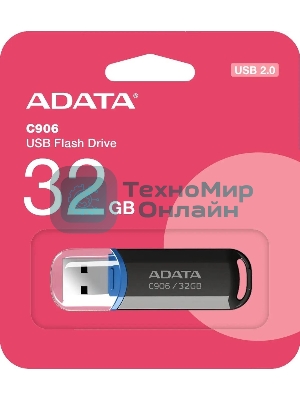 Флешка USB ADATA C906 (AC906-32G-RBK), 32Gb, USB 2.0, R/W 15/5, черный/синий