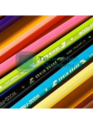 Карандаши цветные Deli EC126-12 Super Wings, шестигранный профиль, пластик коробка с европодвесом (12шт)