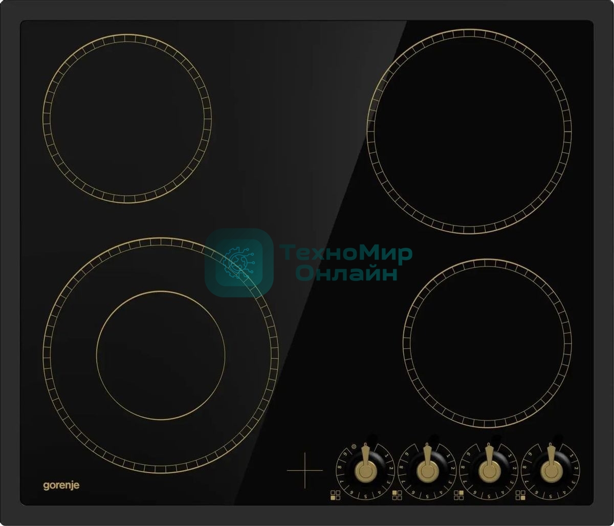 Варочная поверхность Gorenje EC642CLB, конфорок: 4 шт., стеклокерамика, независимая, черный