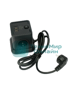 Сетевой фильтр Cablexpert Tower TWR-4-CU2-B-2, 4 р, 10А, 1xType-C PD, 20Вт, 2хUSB, 2 м, ур.защиты 2+, черный, коробка