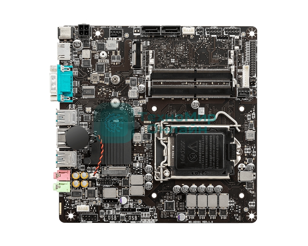 Материнская плата MSI H510TI-S09, LGA 1200, Intel H510, 2xSO-DIMM DDR4, 2xSATA, 1xM.2, 1xHDMI, 1x1Gb LAN, 4xUSB-A 3.2 Gen 1, 2x3.5мм, 5.1, Mini-ITX