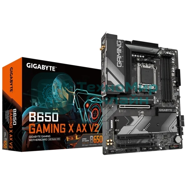 Материнская плата Gigabyte B650 GAMING X AX V2, AM5, AMD B650, 4xDDR5, 4xSATA, 3xM.2, 1xPCI-E 4.0 x16, 2xPCI-E 3.0 x1, 1xUSB-A 3.2 Gen 2, 3xUSB-A 3.2 Gen 1, 1xUSB-C 3.2 Gen 2, 1x 2.5Gb LAN, 3x3.5 мм, 7.1, ATX