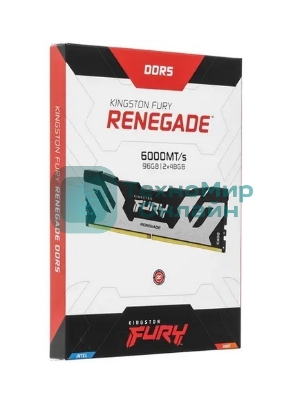 Оперативная память Kingston Fury Renegade, DDR5, 96Gb (2x48GB), 6000MHz, CL32, DIMM, с радиаторами, серебристый/черный