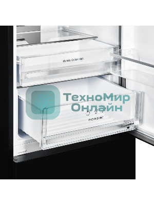 Холодильник Kuppersberg RFCN 2013 BG черное стекло двухкамерный 240/95л морозилка снизу, No Frost