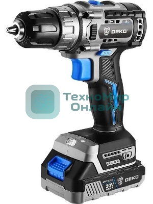 Дрель-шуруповерт Deko Sharker, 20 В, 3 Ач, 55 Нм, бесщеточный