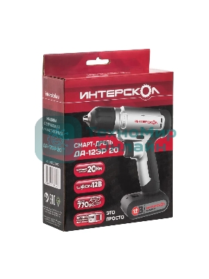 Дрель-шуруповерт ИНТЕРСКОЛ ДА-12ЭР 20 SMART, 12 В, 1,5 Ач, 20 Нм, щеточный