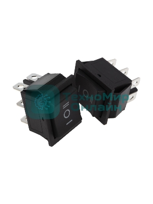 Выключатель клавишный Rexant 250V 15А (6с) (ON)-OFF-(ON) черный с нейтралью Б/Фикс