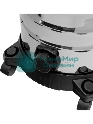 Строительный пылесос Denzel RVC30 серебристый, 1400 Вт, уборка сухая/сбор воды/выдув, пылесборник мешок, 30 л