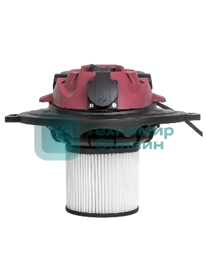 Строительный пылесос Pioneer VC286C серебристый с красным, 1400 Вт, уборка сухая/влажная, пылесборник контейнер, 20 л