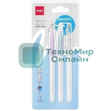 Набор ручек гелевых Deli EG161-3AS ассорти, ассорти чернила, со стирателем