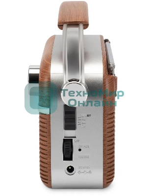 Радиоприемник портативный Hyundai H-PSR200 дерево коричневое/серебристый USB microSD