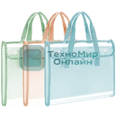 Папка-портфель Deli PM308GREEN на кнопке 7 отделений, A4 с окантовкой пвх прозрачный/зеленый