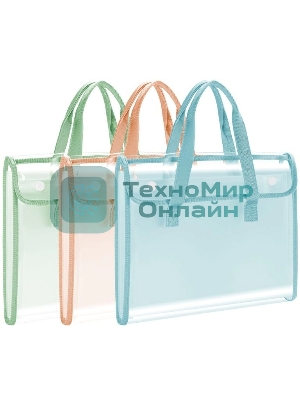 Папка-портфель Deli PM308GREEN на кнопке 7 отделений, A4 с окантовкой пвх прозрачный/зеленый