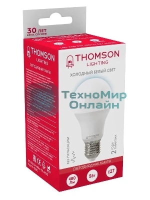 Лампа cветодиодная LED Thomson TH-B2300 E27, груша, 5Вт, 6500К, белый холодный, 1 шт.