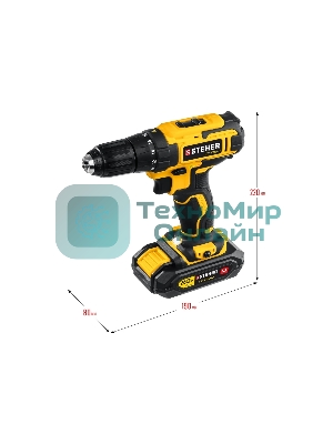 Дрель-шуруповерт STEHER CD-200-1, 20 В, 2 Ач, 45 Нм, бесщеточный