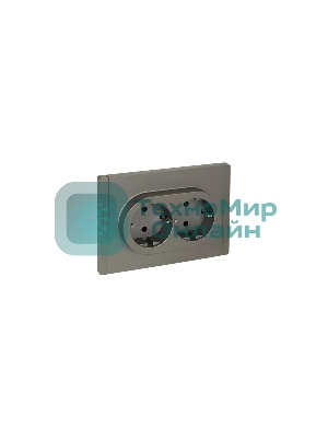 Розетка IEK FORTE&PIANO FP523 2-местная с заземлением с защитными шторками безвинтовое крепление 16А сталь