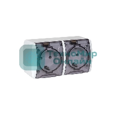 Розетка EKF EQR16-129-30-54-T PROxima Владивосток 2-местная 16А с заземлением с прозрачной крышкой IP54