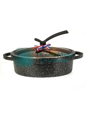 Сотейник Lara LR02-234 серия Orlean 28 см, 4.5 л, мрамор, Bronze, капсульное индукционное дно, крышка