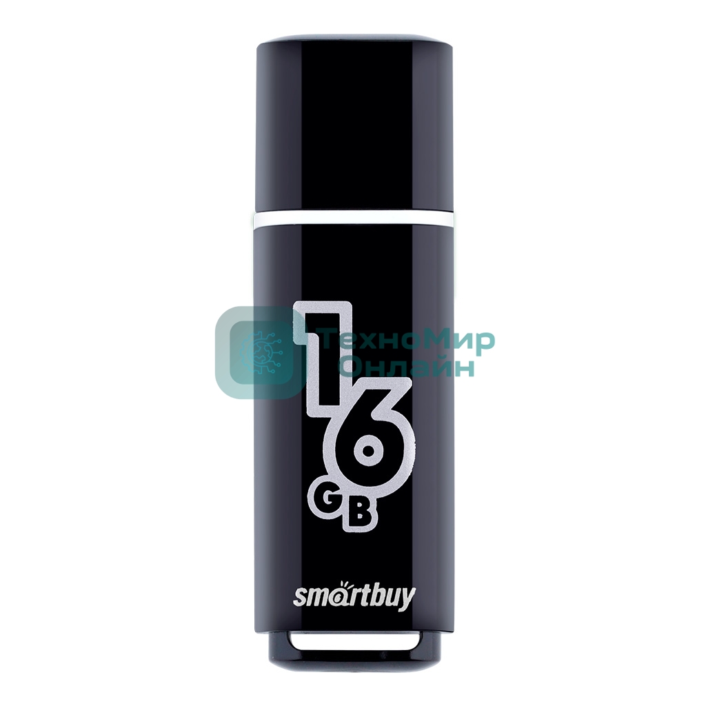 Флешка USB Smartbuy Glossy series Black (SB16GbGS-K), 16Gb, USB 2.0, R/W 25/15, черный