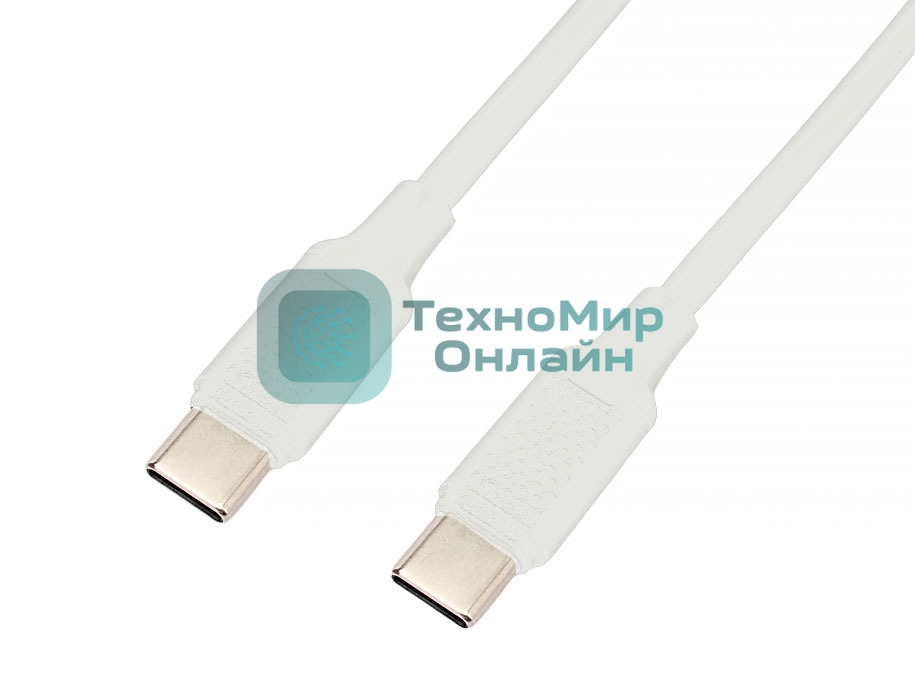 Кабель USB2.0 Cablexpert CC-USB2-CMCM-60-1M-W, Type-C/Type-C, 3А, 60Вт, PD/QC3.0, медь, 1м, белый, пакет