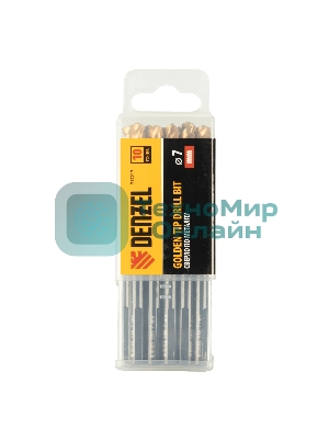Сверло по металлу Denzel 7 мм, HSS-Tin, Golden Tip, 10 шт.