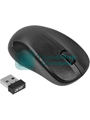 Мышь беспроводная Acer OMR302 черный, 1200 dpi, радиоканал, USB, кнопки - 3