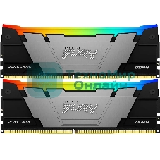 Оперативная память Kingston Fury Renegade, DDR4, 16Gb (2x8GB), 4600MHz, CL19, DIMM, с радиатором, RGB, черный/серебристый