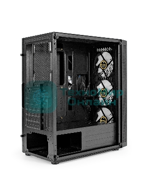 Компьютерный корпус Miditower ExeGate EVO-5001A-500NPX (ATX, БП 500NPX с вент. 12 см, 2хUSB+1хUSB 3.0+HD Audio, черный, 3 вент.12см с RGb подсветкой, боковая панель - закаленное стекло)